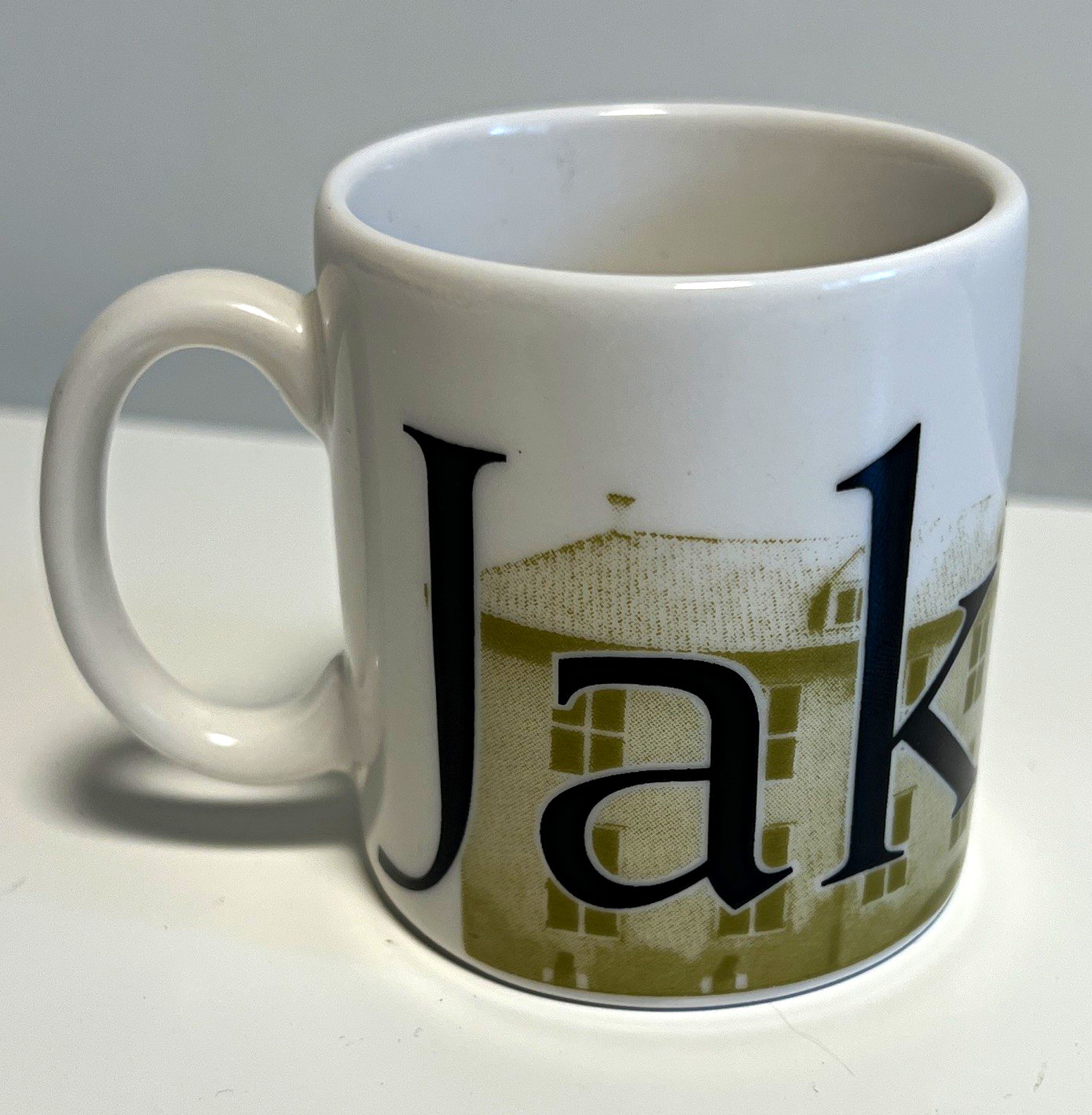 Starbucks City Mug Collector Series Jakarta 2005 espresso Mug White Black Tan Starbucks City Mug Collector Series Jakarta 2005 espresso Mug White Black Tan