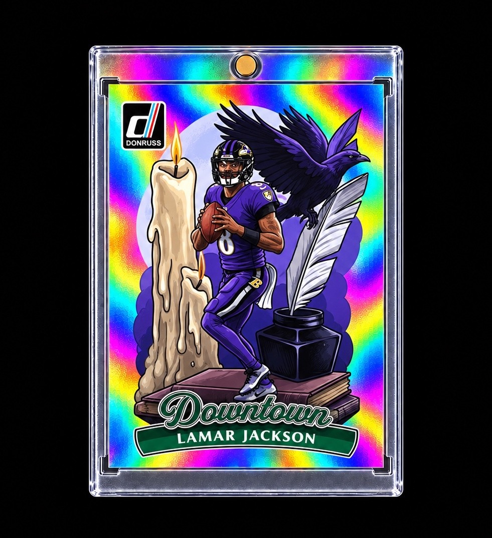 LAMAR JACKSON DOWNTOWN 2025 DONRUSS TRUE DOWNTOWN RARE Jumbo AUTHENTIC RAVENS