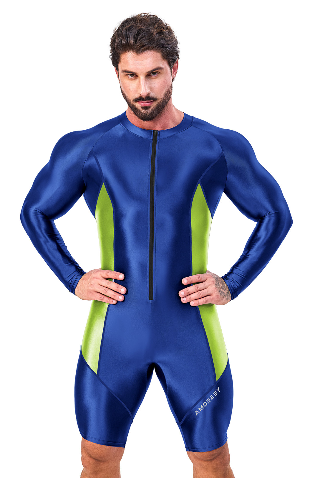 AMORESY Men Shiny Glossy Tracksuits Bodysuit Tights Jumpsuits Overalls Suits AMORESY Men Shiny Glossy Tracksuits Bodysuit Tights Jumpsuits Overalls Suits