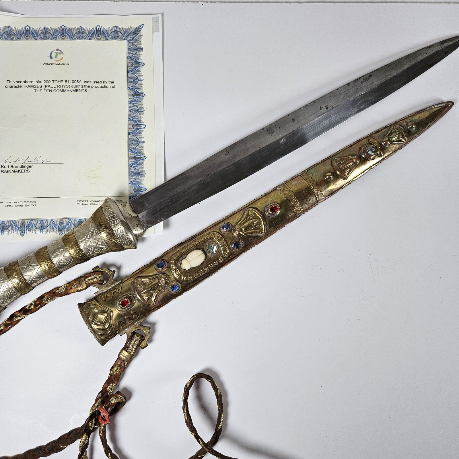 The Ten Commandments TV Mini Series Prop Sword Scabbard & Sheath 2006 COA The Ten Commandments TV Mini Series Prop Sword Scabbard & Sheath 2006 COA