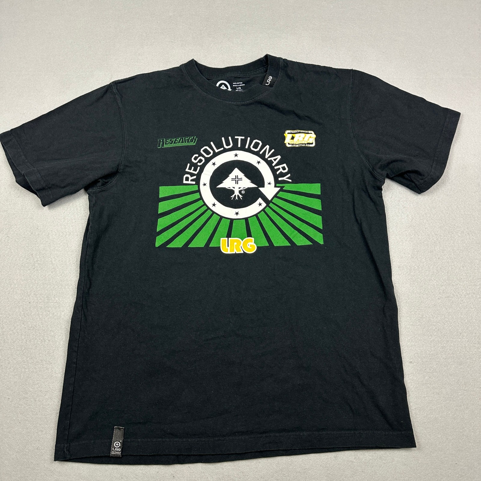 LRG Shirt Men Large Black Resolutionary Tree Graphic Crew Skateboarding Tee L
