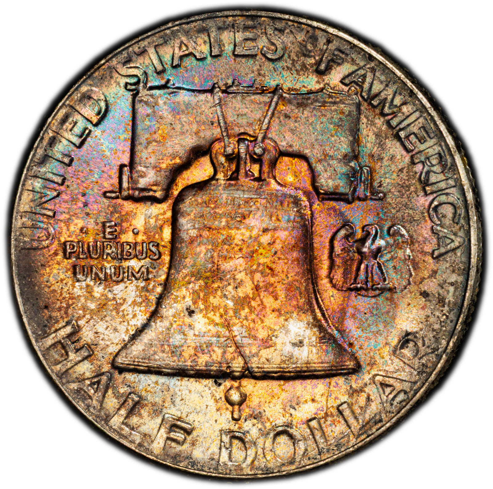 1957-P PCGS MS65 (Gem) Franklin Half | MONSTER Rainbow Toning | Rich Colors