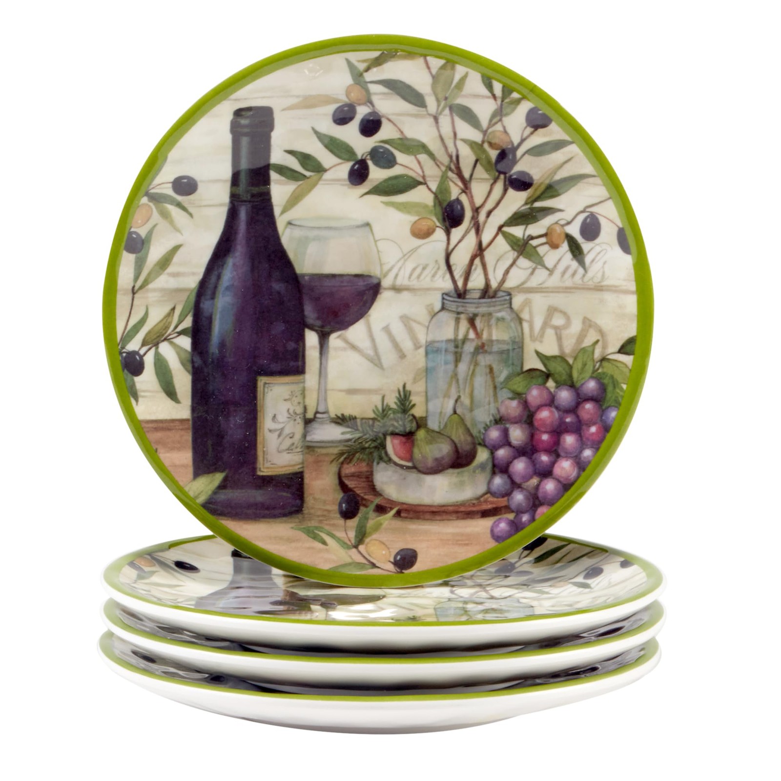 Certified International Meadow Brook Vineyard Canape Plates, 6