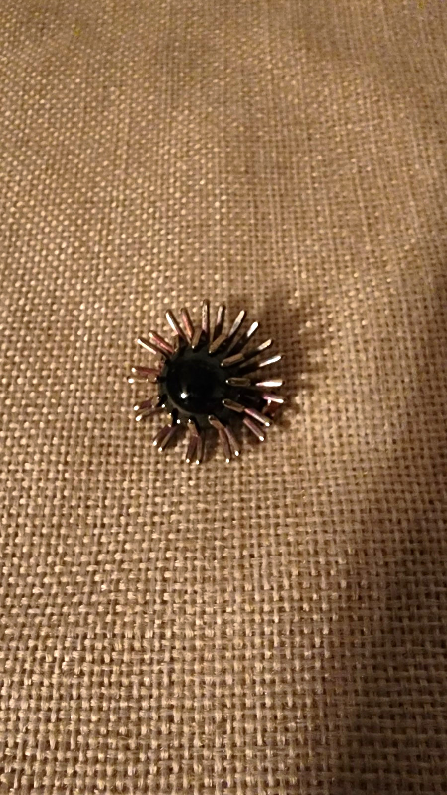 Rare Vintage Coventry Sunburst Starburst Brooch Pin w/ Black Round Center Stone