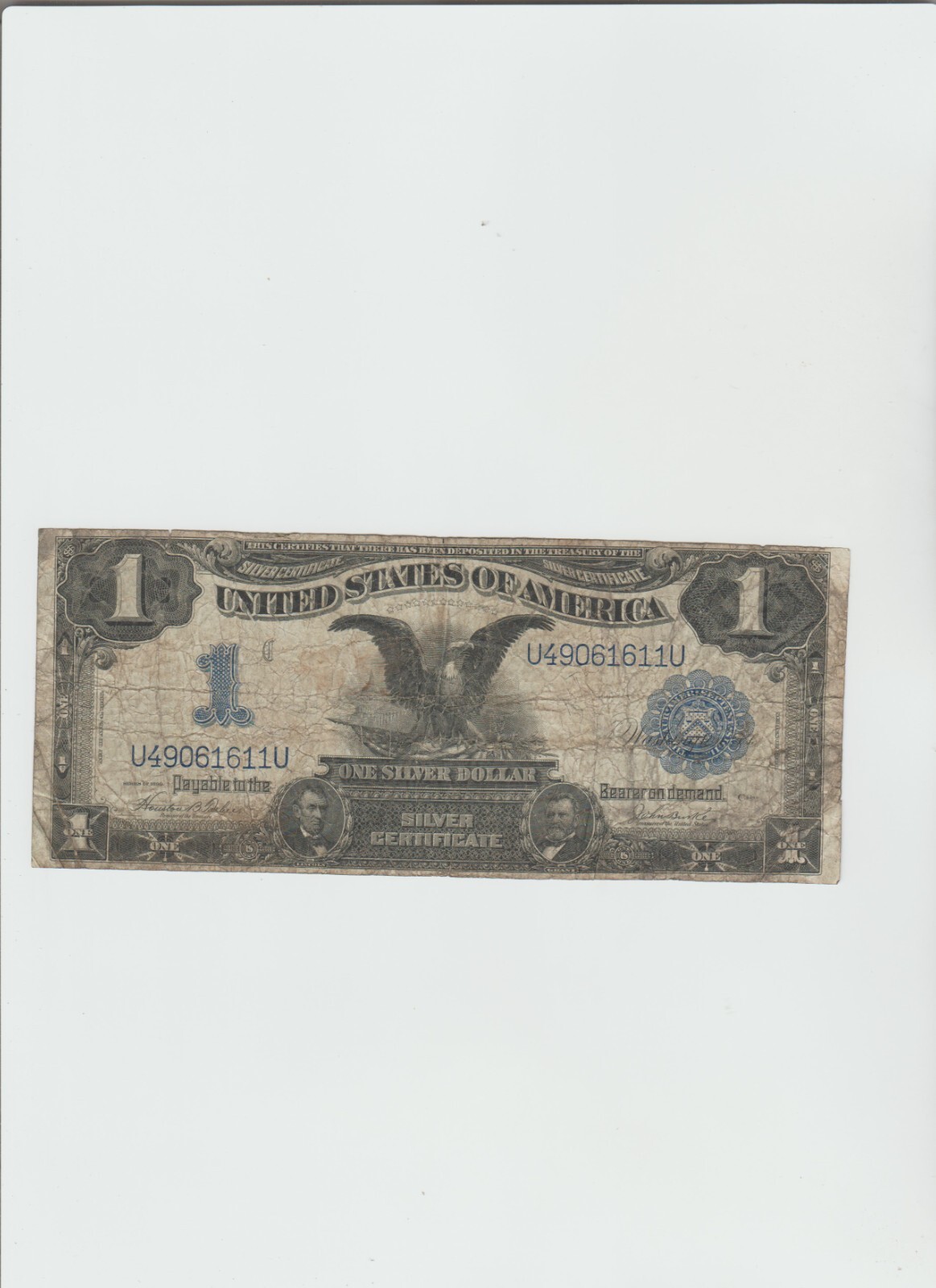 1899 $1 Silver Certificate Black Eagle in circulated condition 1899 $1 Silver Certificate Black Eagle in circulated condition