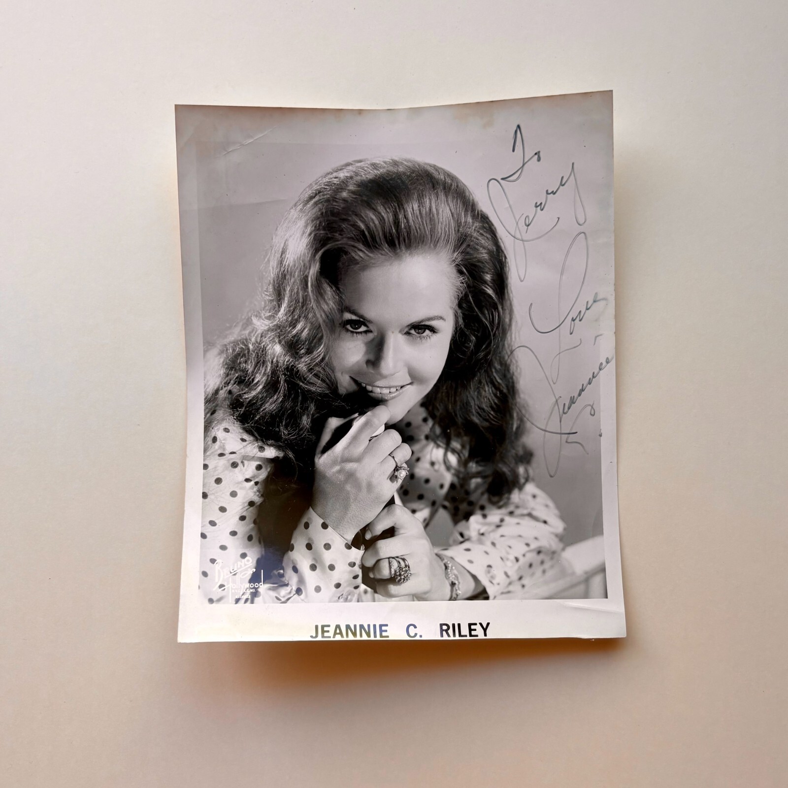 Jeannie C. Riley Signed Photo – Autographed Still - black & White Jeannie C. Riley Signed Photo – Autographed Still - black & White