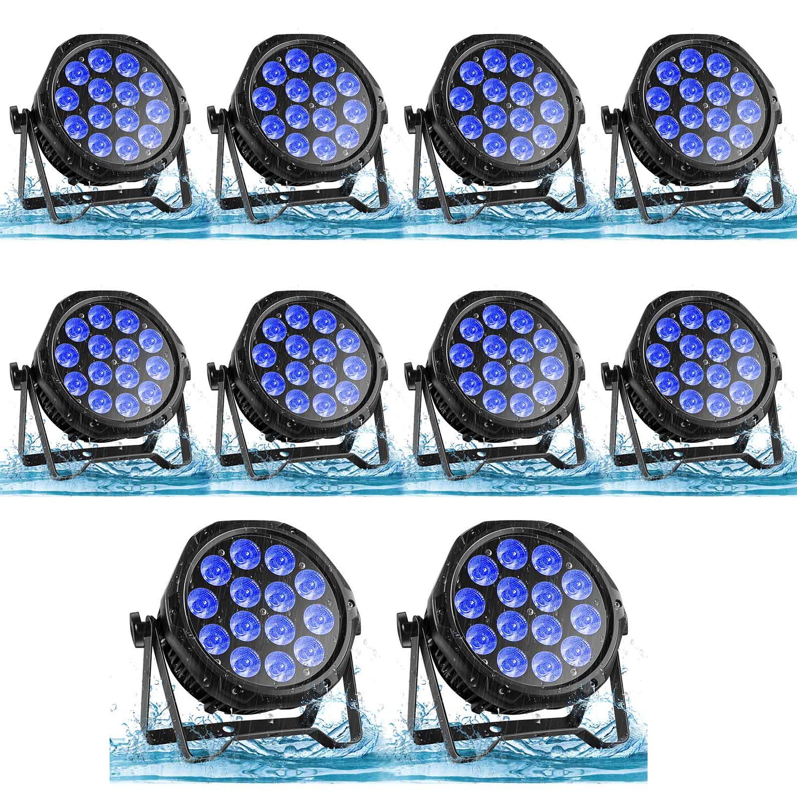 10pcs Waterproof LED Par Light 14x15W RGBW DMX Outdoor Stage Lighting DJ Bar