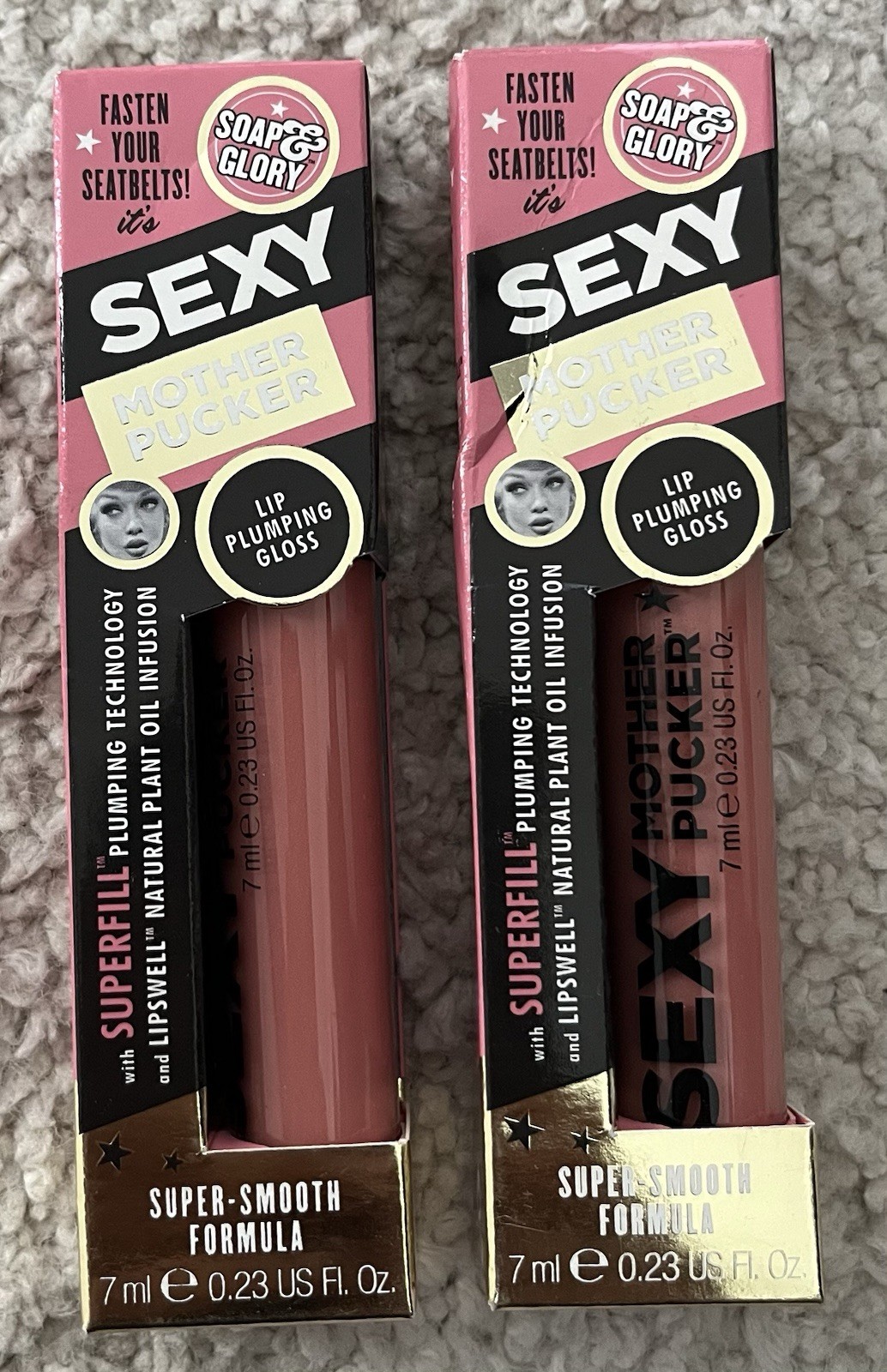 Pack Of 2 Soap & Glory Sexy Mother Pucker Rose & Shine Lip Plumping Gloss 7ml