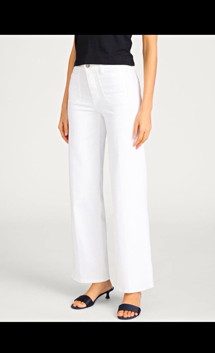 FRAME Le Slim Palazzo Modernist Pocket Jeans Size 27 White Wide Leg NWT