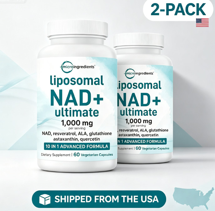 2pc Liposomal NAD+Ultimate 1,000mg-60 Veggie Capsules-10-in-1 with Resveratrol*