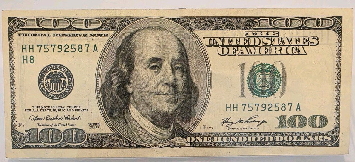 Series 2006 $100 Federal Reserve Note Serial HH75792587A Circulated Uncert