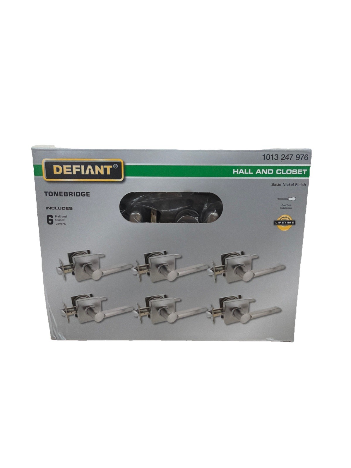 Defiant Tonebridge Hall & Closet Door Levers Satin Nickel 6 Pk 1013 247 976 New Defiant Tonebridge Hall & Closet Door Levers Satin Nickel 6 Pk 1013 247 976 New