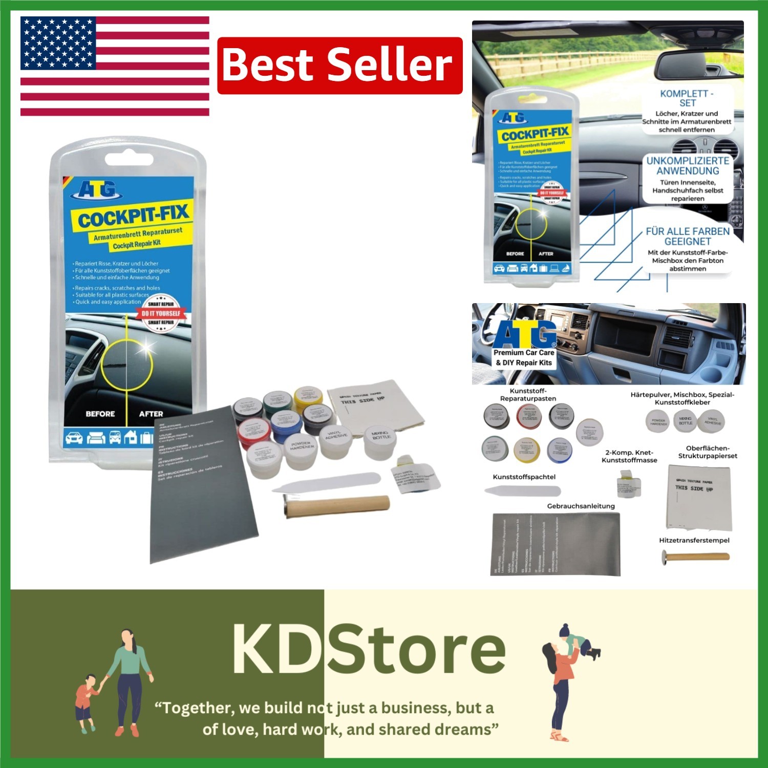 ATG Car Dashboard Repair Kit - Dash - - Leather &...