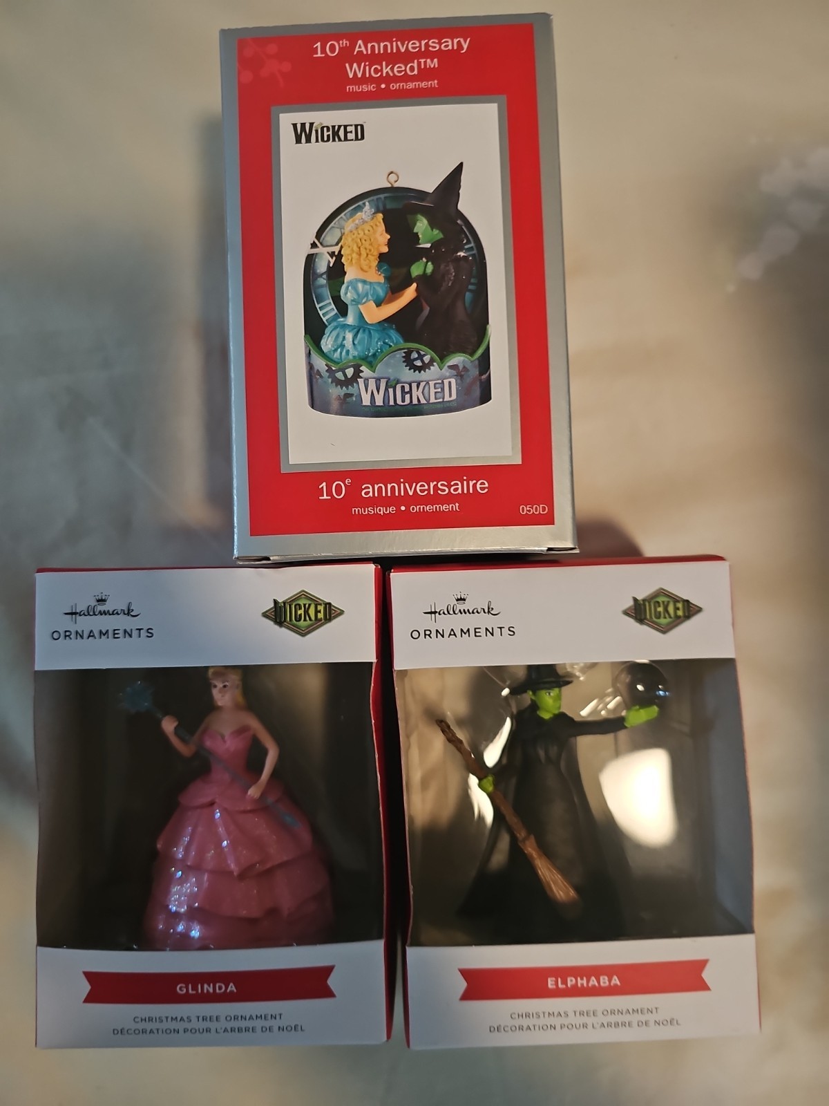 Heirloom And Hallmark Wicked Ornaments (10th Anniversary, Glinda, Elphaba)