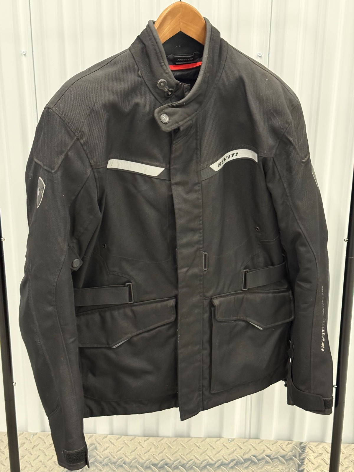 REV'IT Motorcycle Riding Jacket Black Textile Touring Adjustable Waist