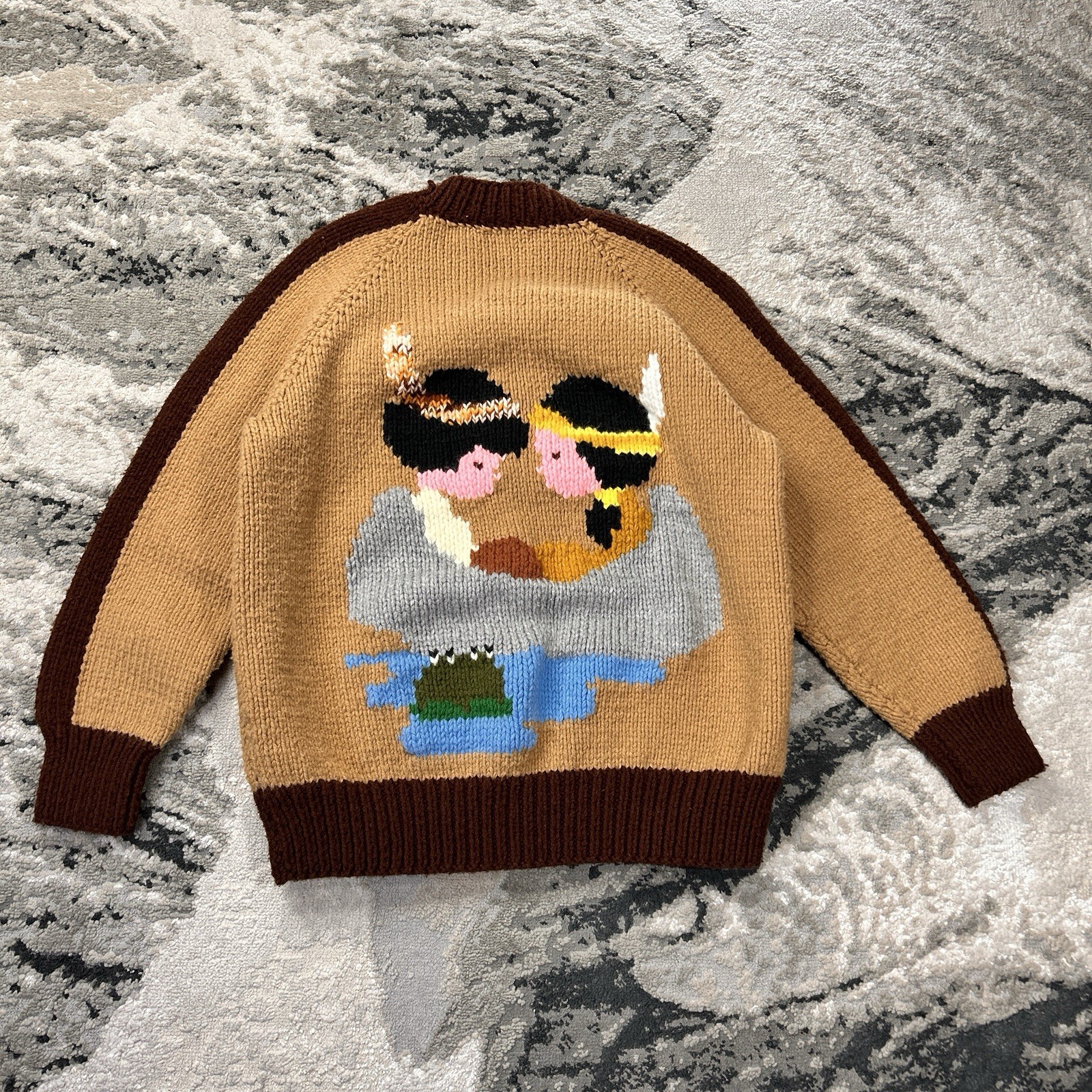 Vintage 50s Navajo Pattern Hand Knitted KANATA Cowichan Sweater Brown Wool S/M Vintage 50s Navajo Pattern Hand Knitted KANATA Cowichan Sweater Brown Wool S/M