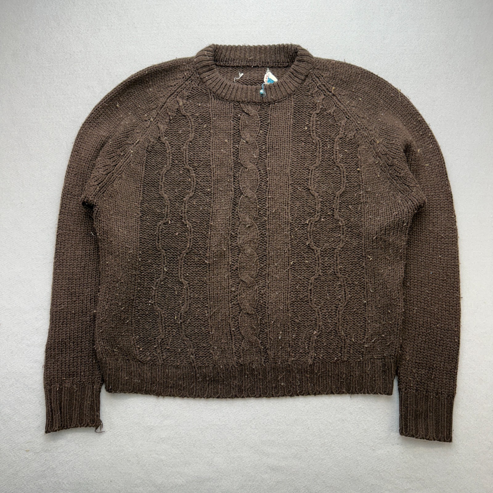 Vintage 60s Carol Brent Acrylic Sweater Brown Cable Knit Size 42 Vintage 60s Carol Brent Acrylic Sweater Brown Cable Knit Size 42