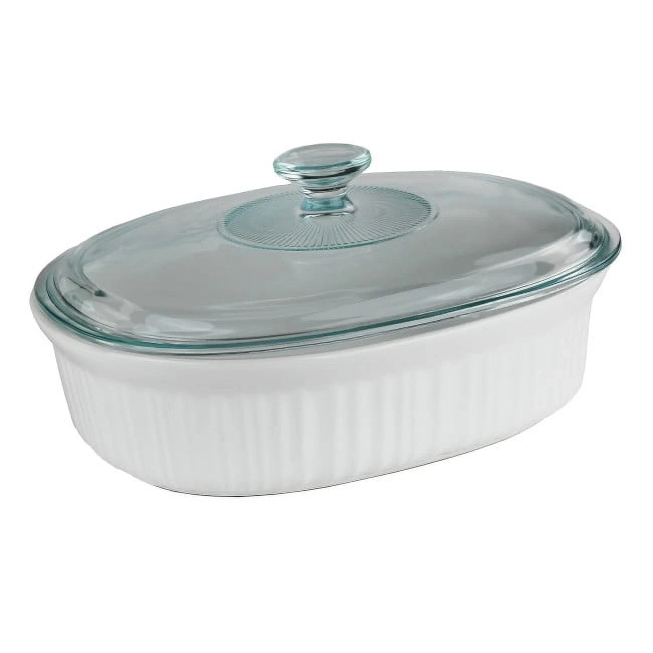CorningWare 2.5-Qt French White Oval Casserole Dish with Glass Lid