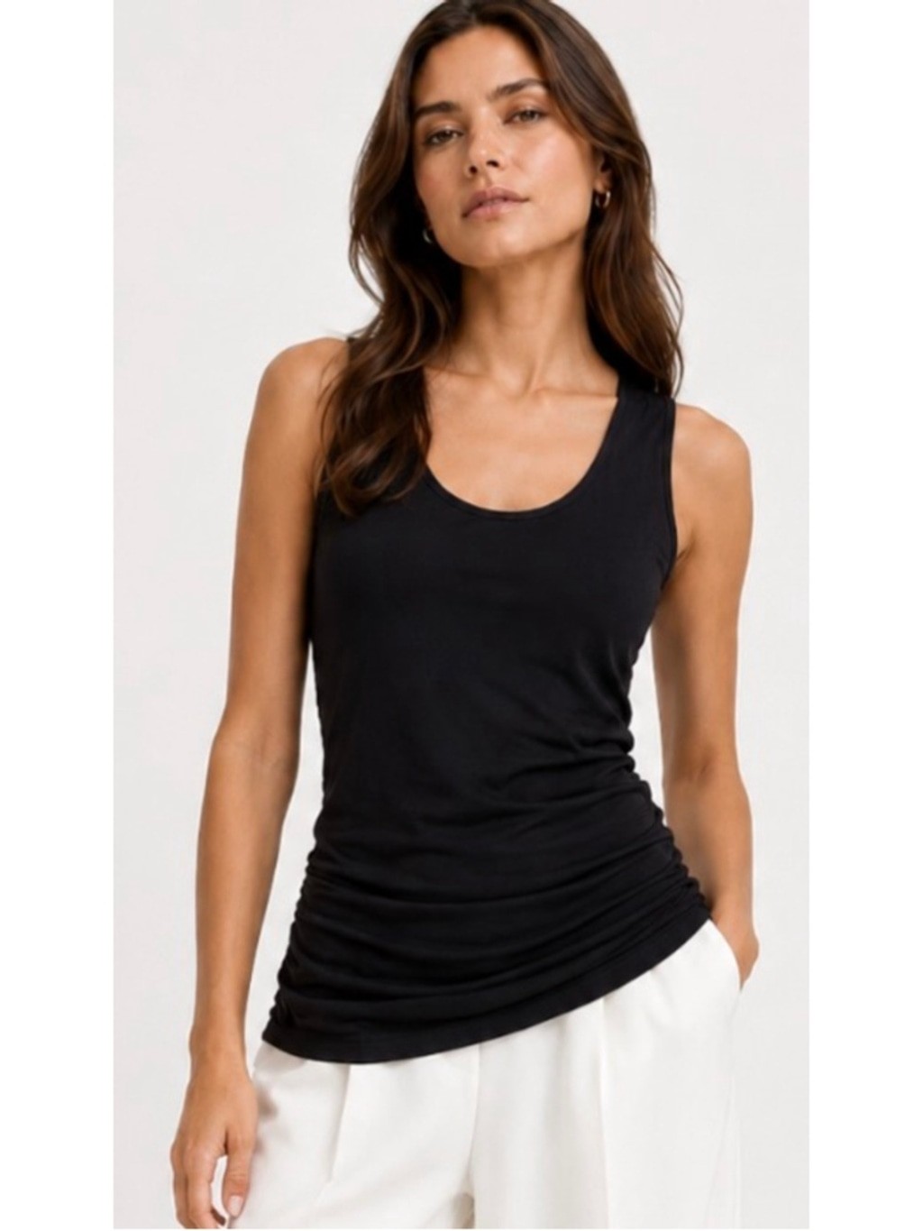 NWT Wolford Black Body Shaping Tank Ruched Sides Top L
