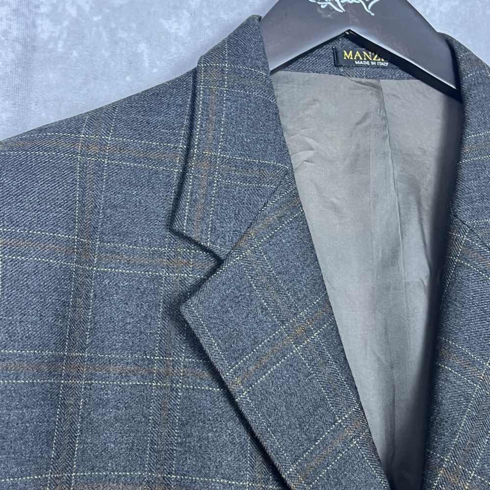 Manzini Uomo Made In Italy Wool Plaid Sport Coat Blazer Jacket Mens