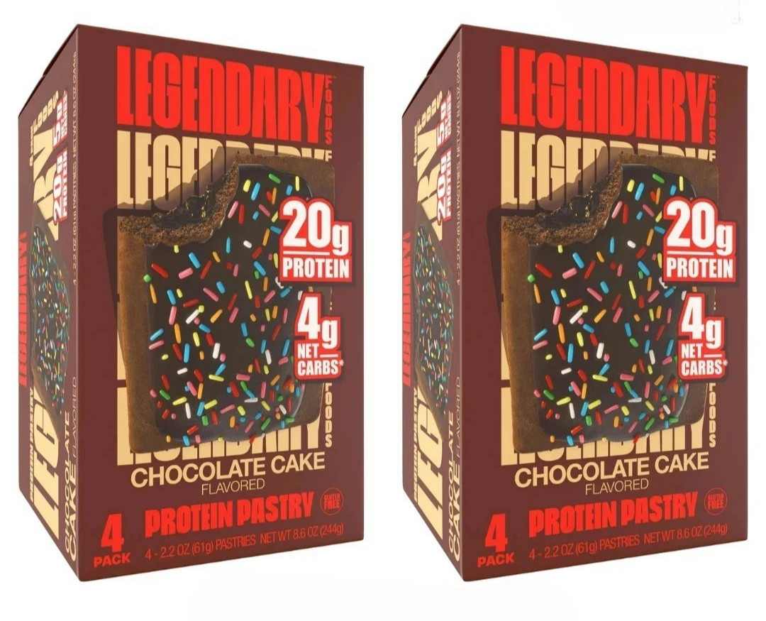 2 x 4-Pack Legendary Foods, Chocolate Cake Tasty Pastry | 20g Of Protein 2 x 4-Pack Legendary Foods, Chocolate Cake Tasty Pastry | 20g Of Protein