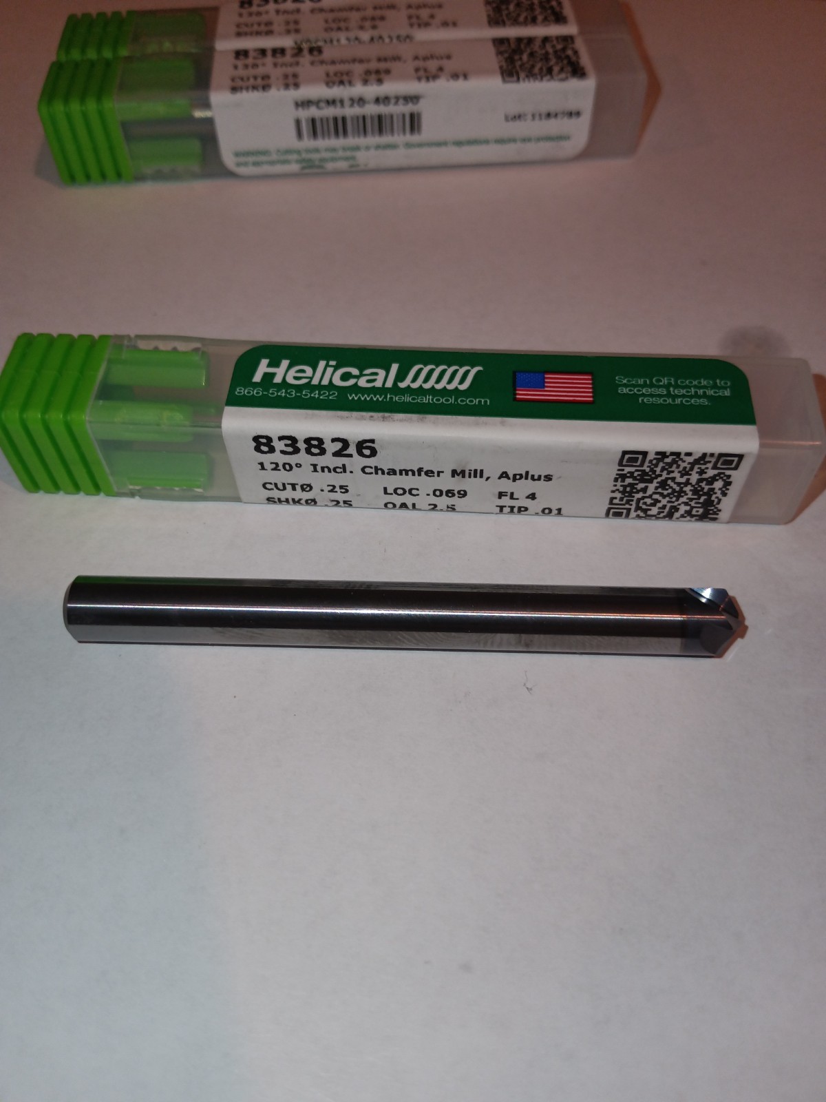 Helical Solutions 83826 (HPCM120-40250) — 120° Indexed Chamfer Mill, Aplus...