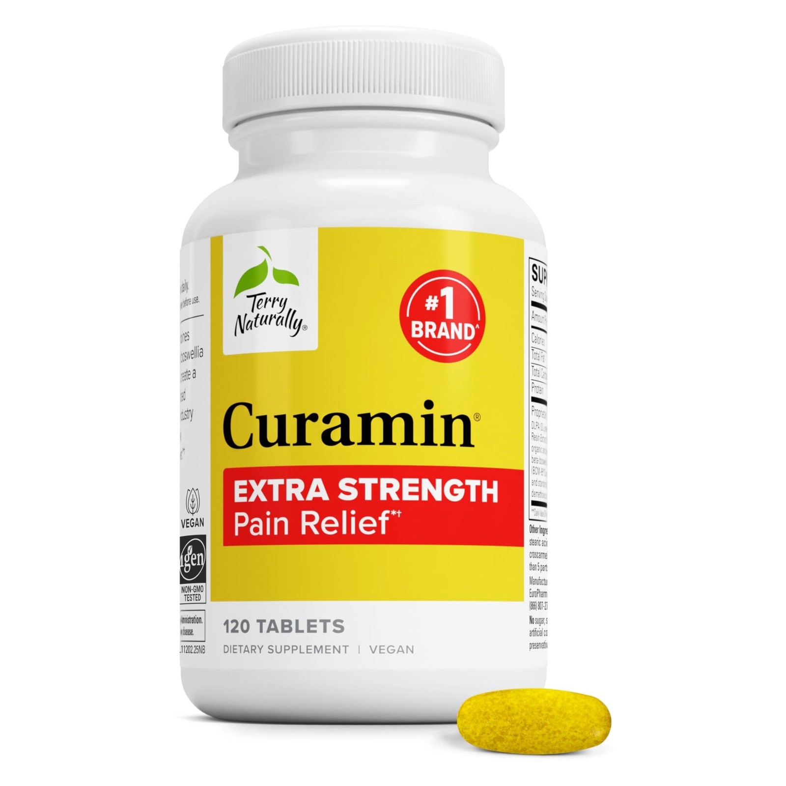 Terry Naturally Curamin Extra Strength 120 Vegan Tablets Pain- EXP 08/27