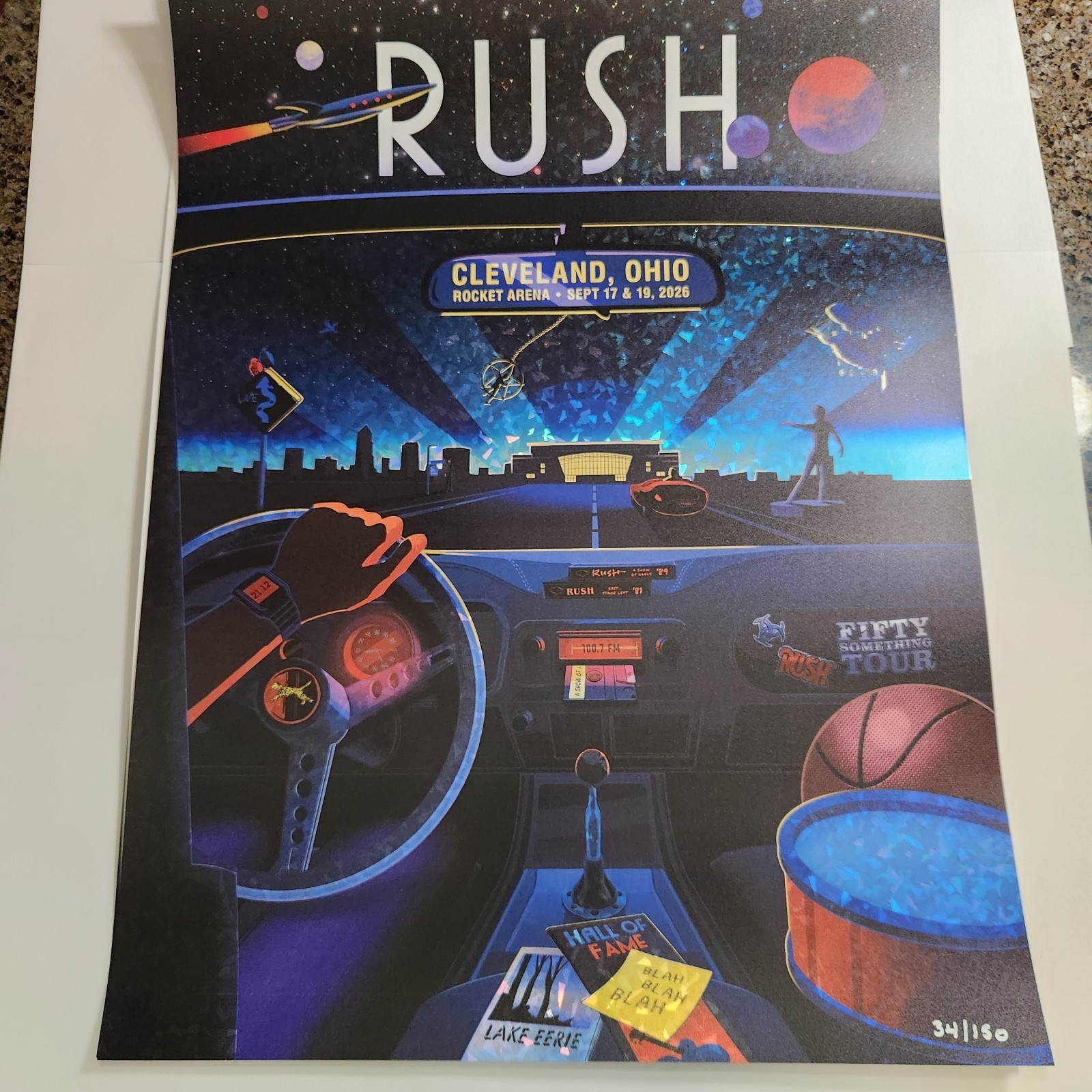 Rush 50 Something Tour 9/17/26 Cleveland Ohio Foil Poster 34/150Authentic