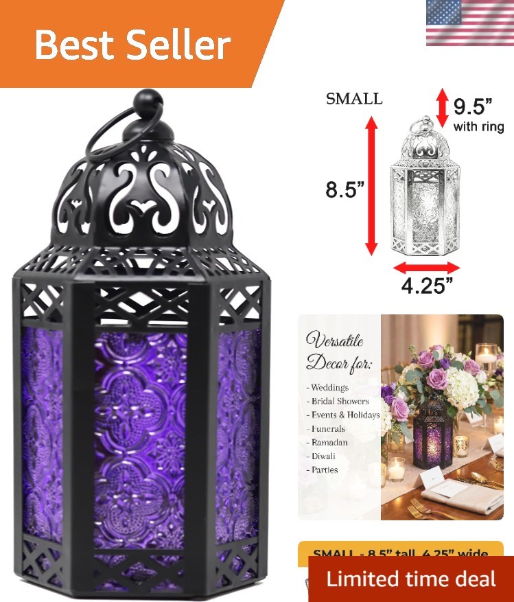 Stunning Hanging or Standing Purple Moroccan Lantern for Spellbinding Ambiance