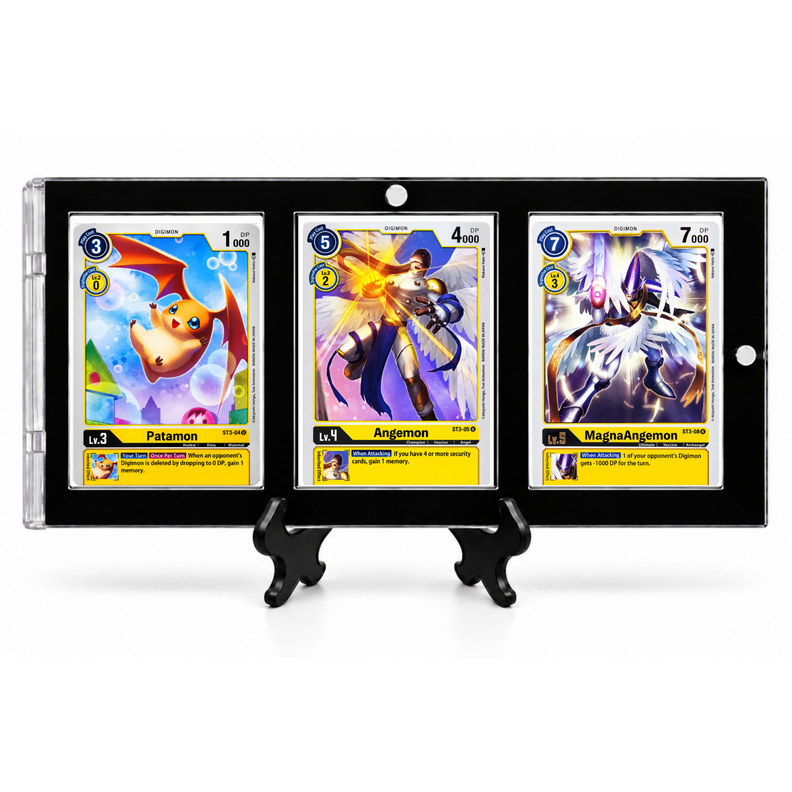 Digimon Patamon, Angemon, MagnaAngemon 3 Card Display Wall or Desk Decor