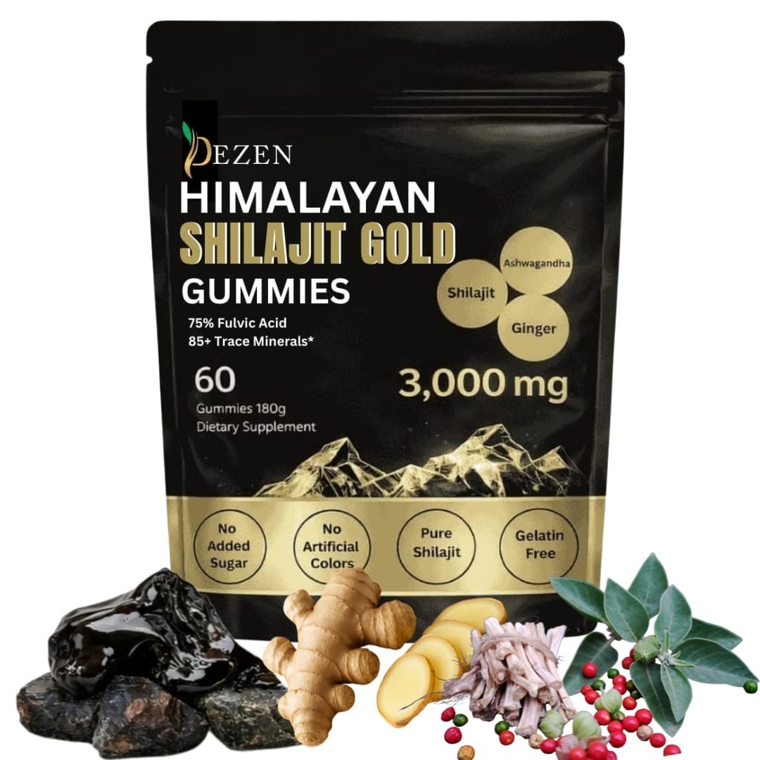 DEZEN Organic Himalayan Gold Shilajit Gummies 3000mg, 60 Count Each