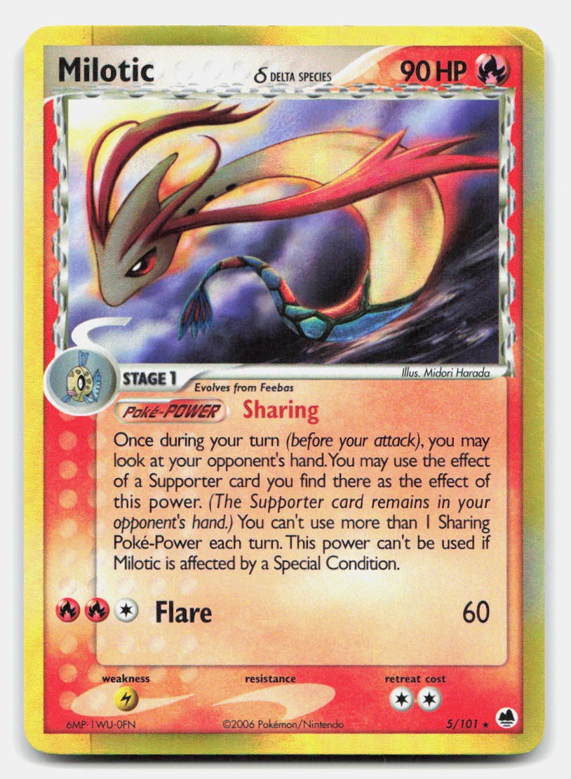 Milotic 5/101 Holo Rare Dragon Frontiers Pokemon LP MAJOR Surface Scratch