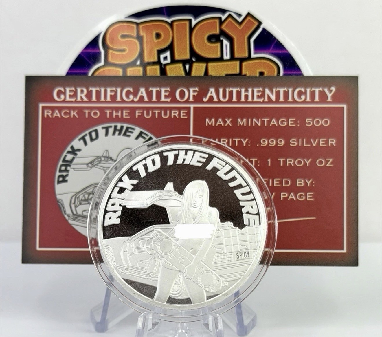 STL Mint Spicy Silver - Rack to the Future - 1 oz .999 Silver Proof Round + COA