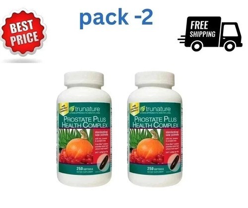 pack of 2-trunature Prostate Plus Health Complex, 250 Softgels with Saw Palmento pack of 2-trunature Prostate Plus Health Complex, 250 Softgels with Saw Palmento