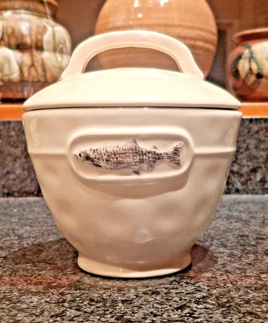 Rea Dunn Heritage Collection Bowl with Lid FISH Graphic RARE & HTF Ships CHEAP