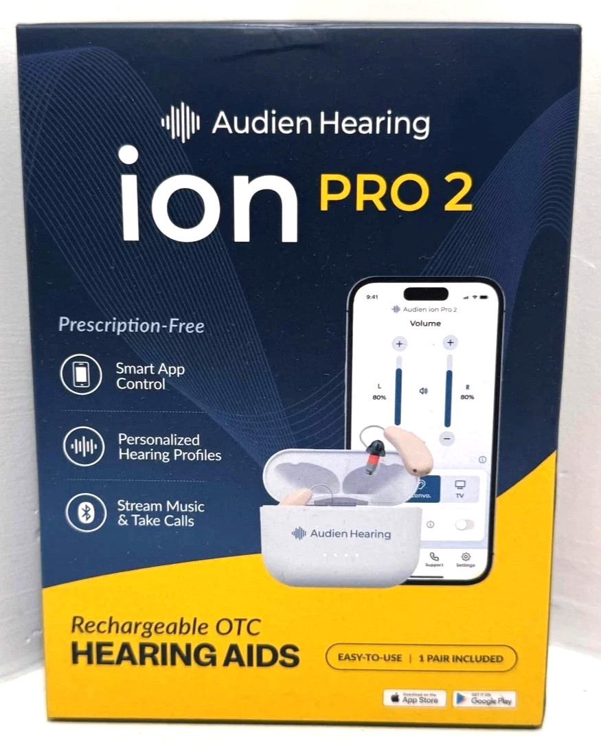 Audien Hearing ion Pro 2 OTC Rechargeable Hearing Aids App Control Brand New Audien Hearing ion Pro 2 OTC Rechargeable Hearing Aids App Control Brand New