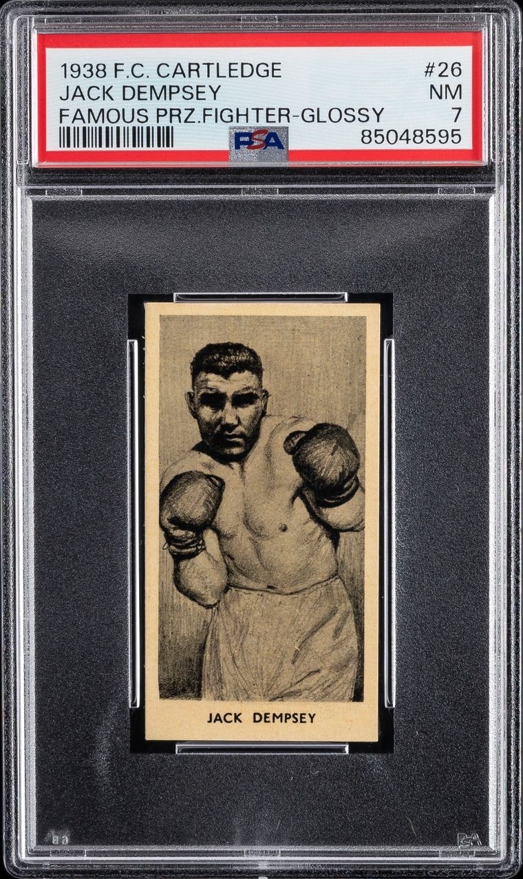 1938 F.C. CARTLEDGE FAMOUS PRIZE FIGHTERS GLOSSY #26 JACK DEMPSEY PSA 7 NM 1938 F.C. CARTLEDGE FAMOUS PRIZE FIGHTERS GLOSSY #26 JACK DEMPSEY PSA 7 NM