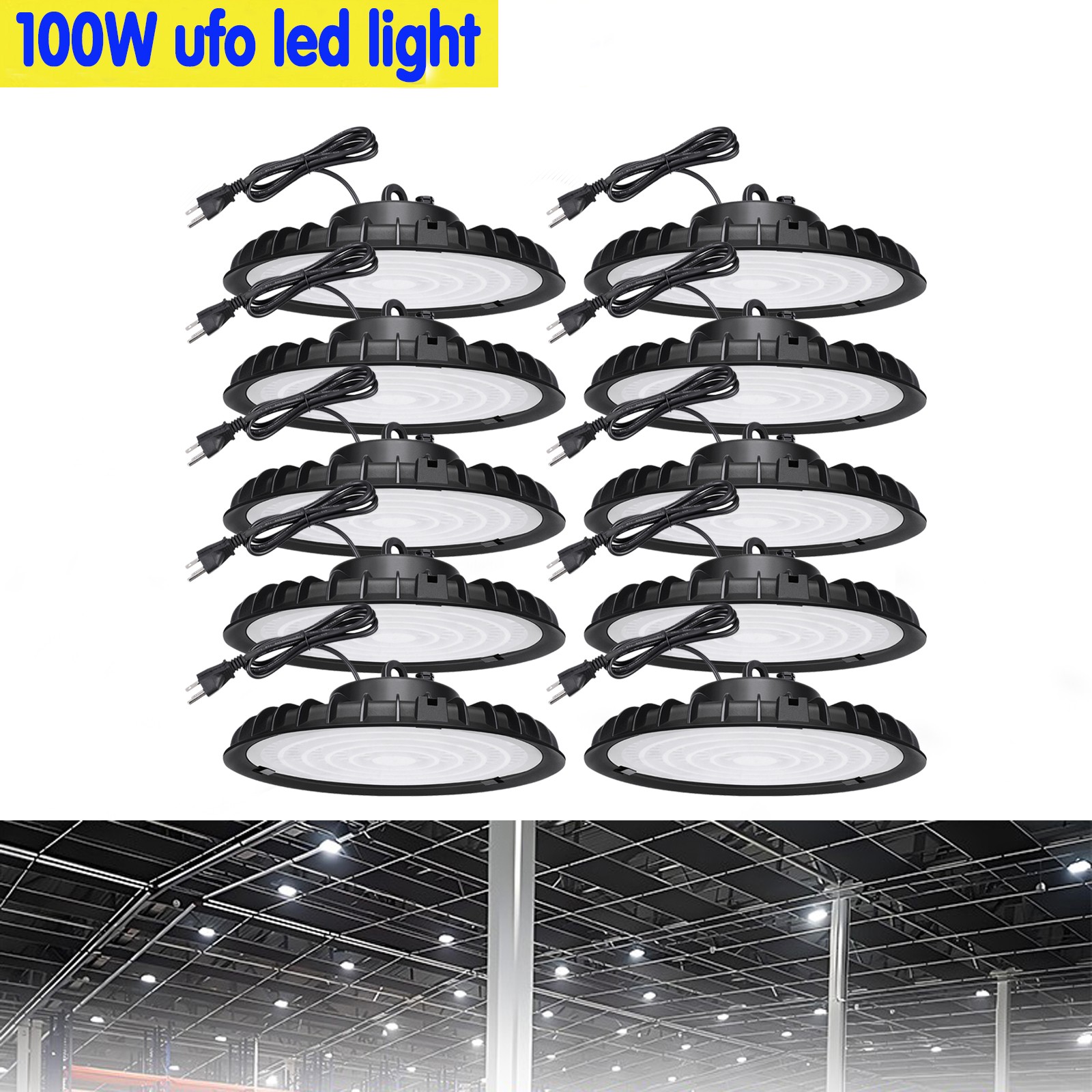 10Pack 100W UFO Led High Bay Light Commercial Industrial Warehouse Factory Light 10Pack 100W UFO Led High Bay Light Commercial Industrial Warehouse Factory Light
