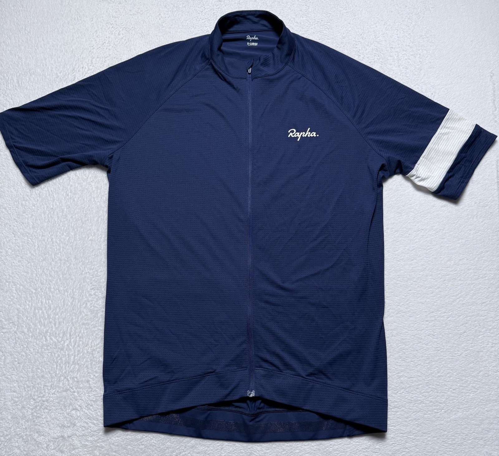 Rapha Core Cycling Jersey Mens XL Blue Short Sleeve Full Zip Road Bike