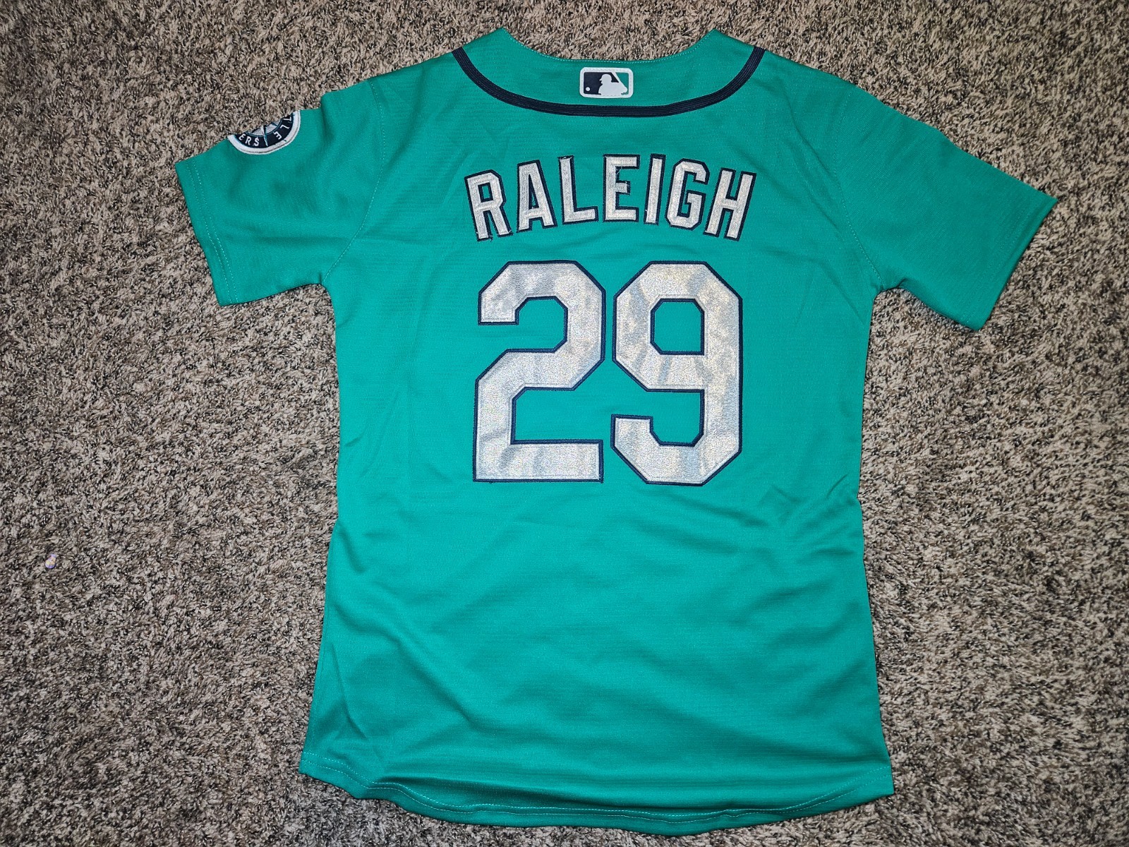 Cal Raleigh #29 Seattle Mariners Men's Aqua Cool Base Jersey Cal Raleigh #29 Seattle Mariners Men's Aqua Cool Base Jersey