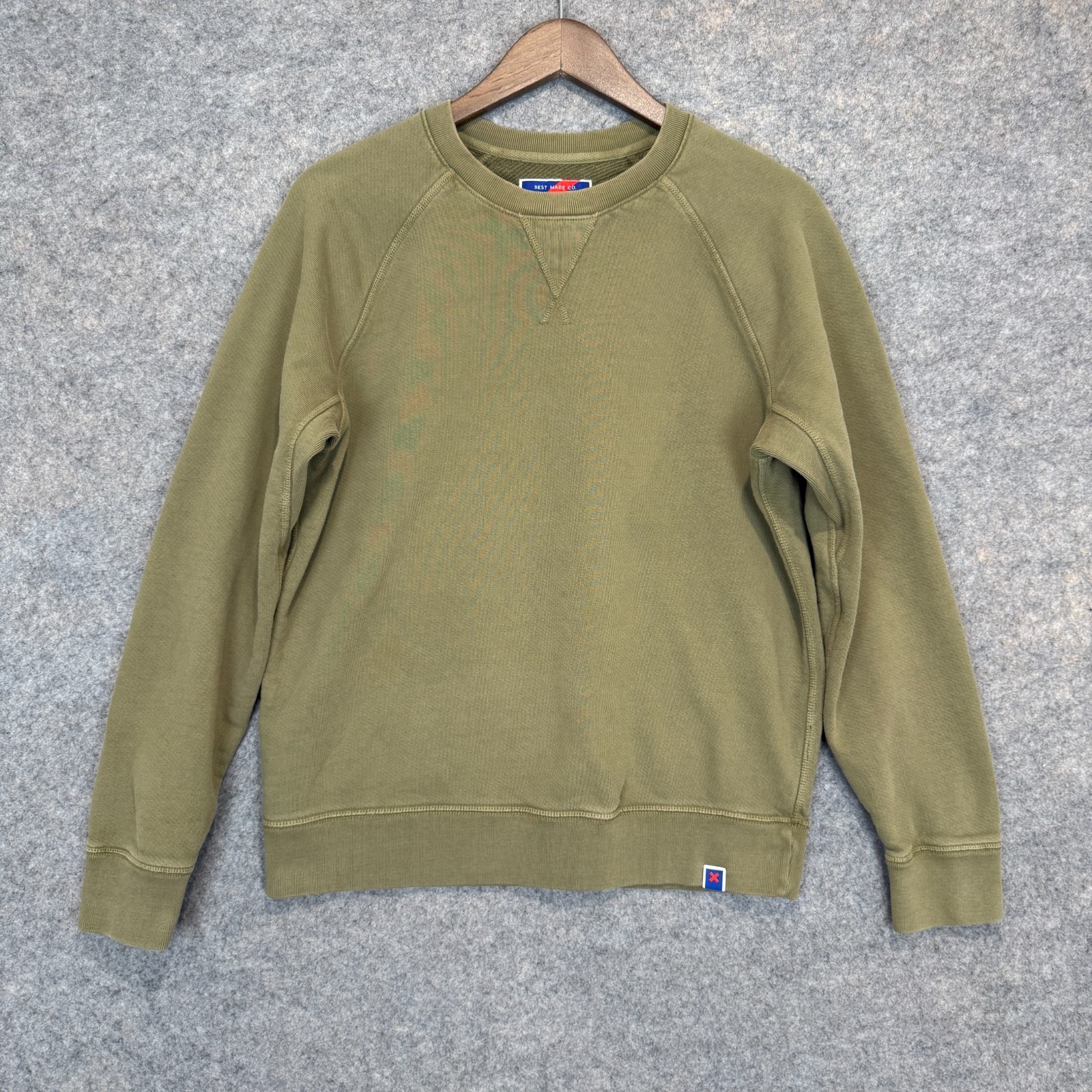 Best Made Co French Terry Sweatshirt Men Medium V Stitch Olive Green Heavyweight