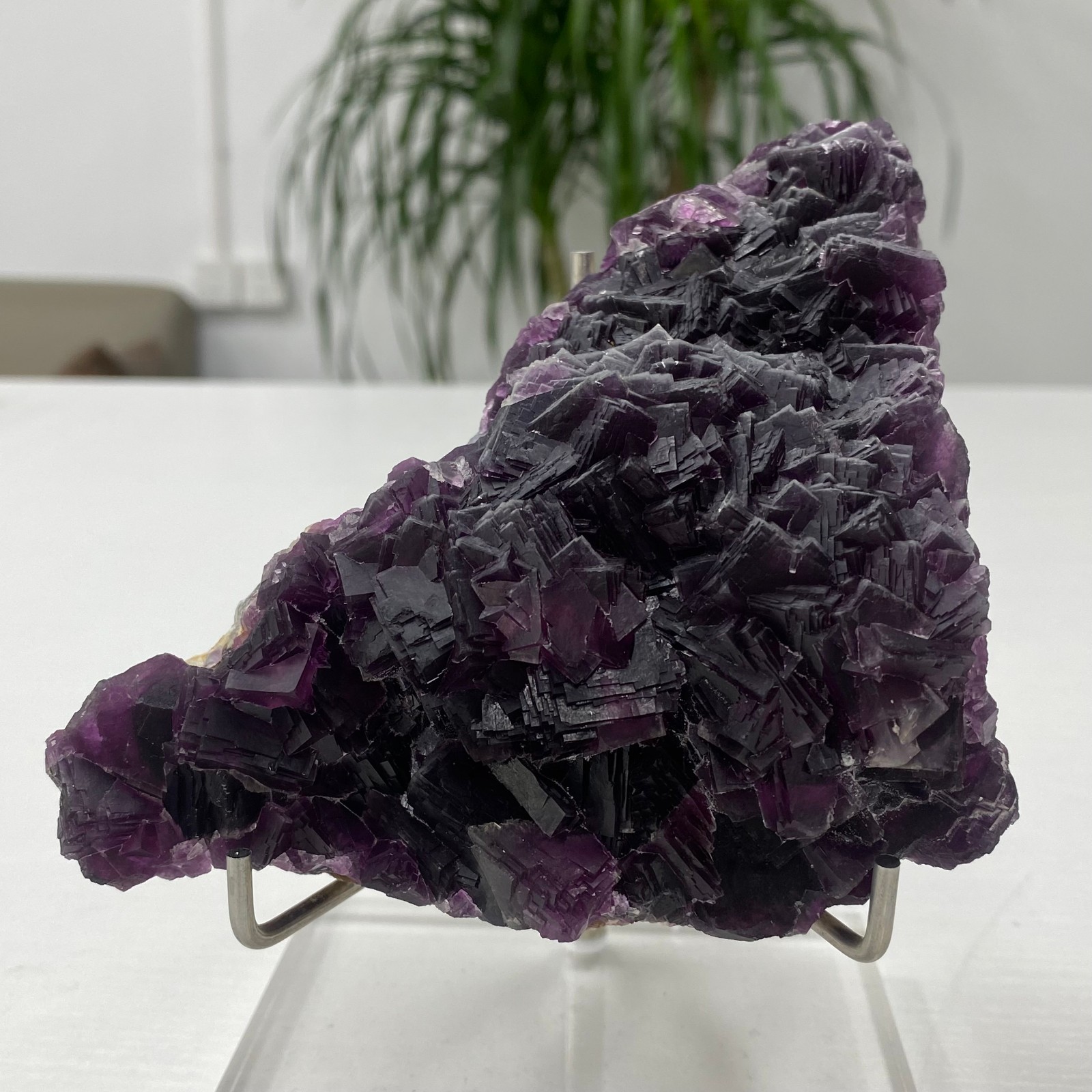 1.75LB  Rare transparent purple cubic fluorite mineral crystal sample/Chin