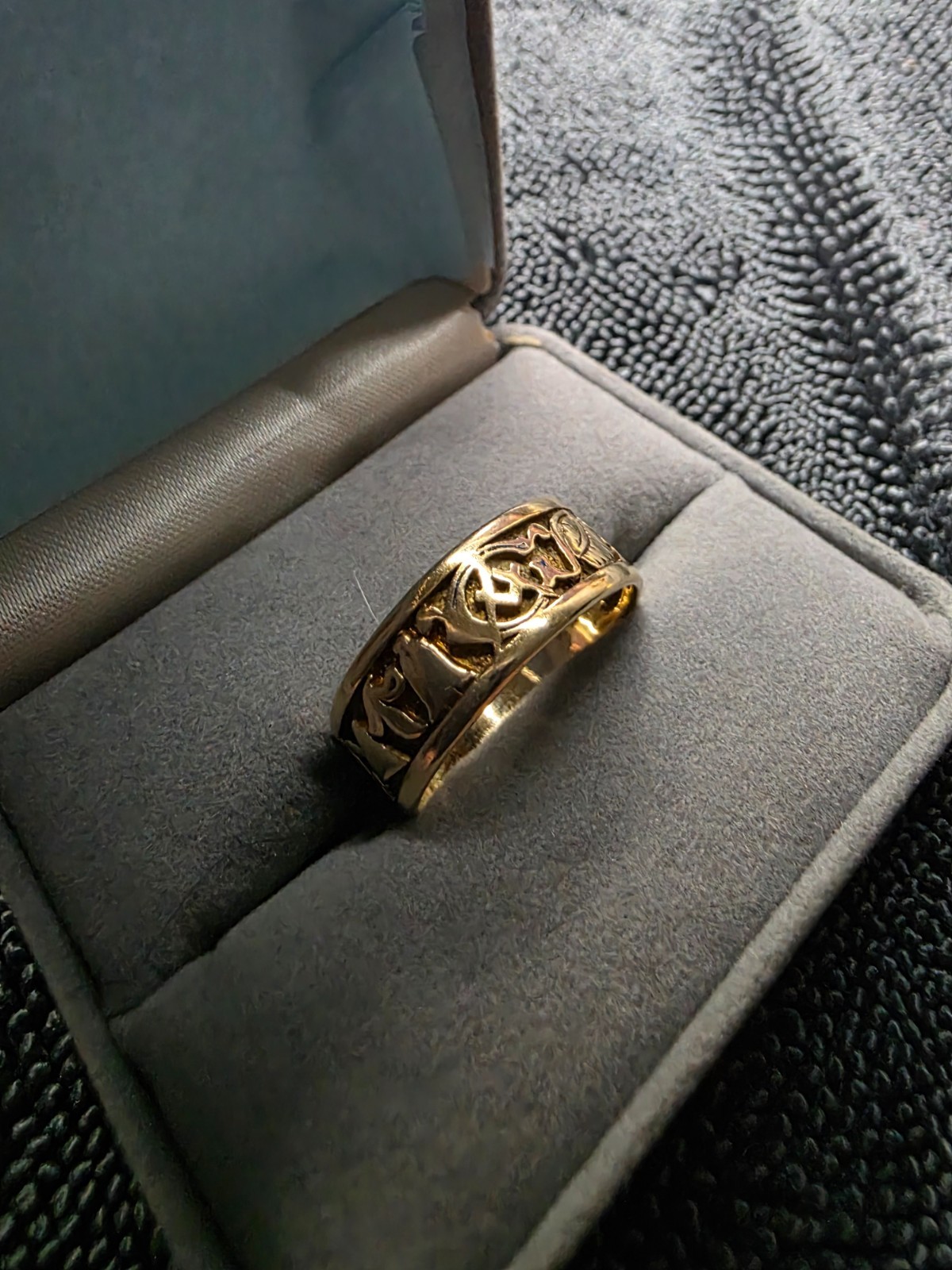 10k Marked Craft Gold Band Ring Free Mason Masonic 5.56 Grams Size 10 Antique