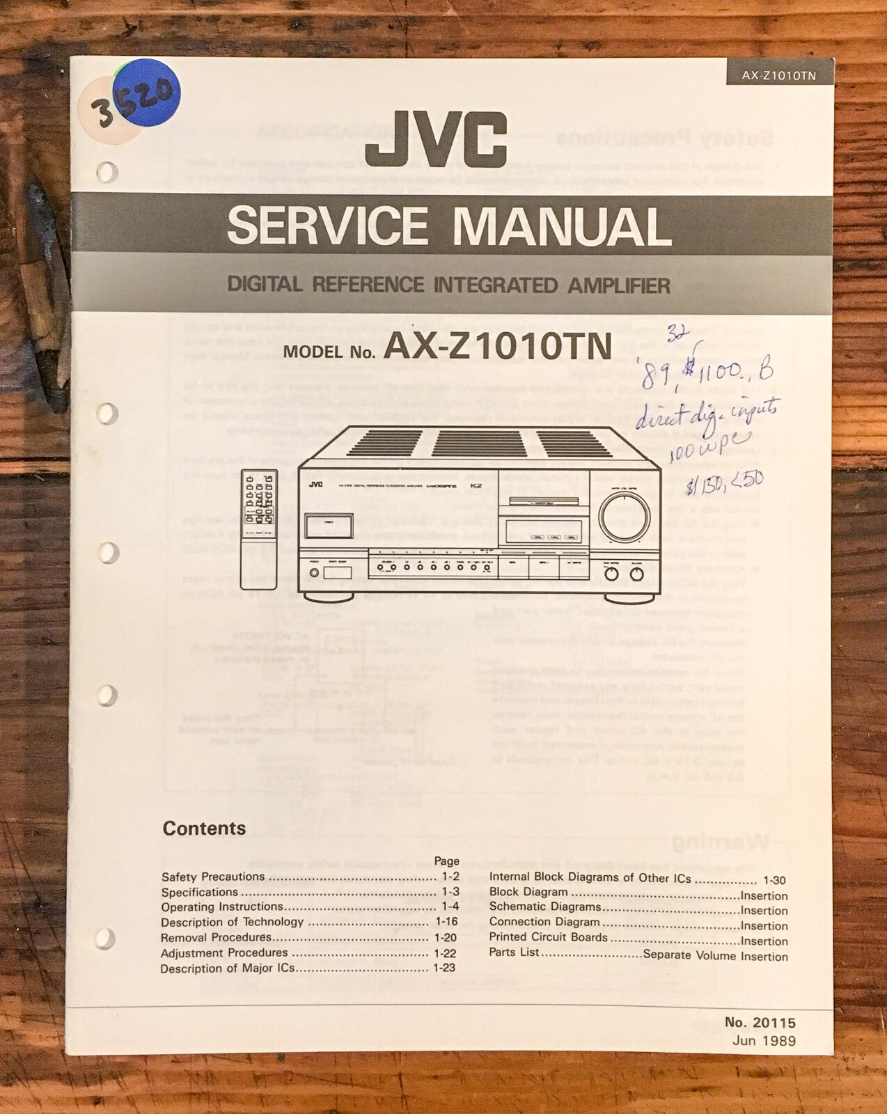 JVC AX-Z1010TN AX-Z1010 TN Amplifier  Service Manual *Original*