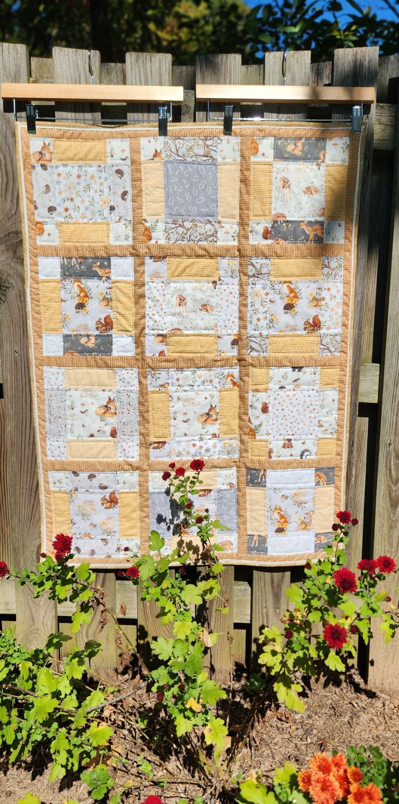 Handmade Patchwork Baby Quilt Size 27 x 36 Dear Stella Forest Animals All Cotton