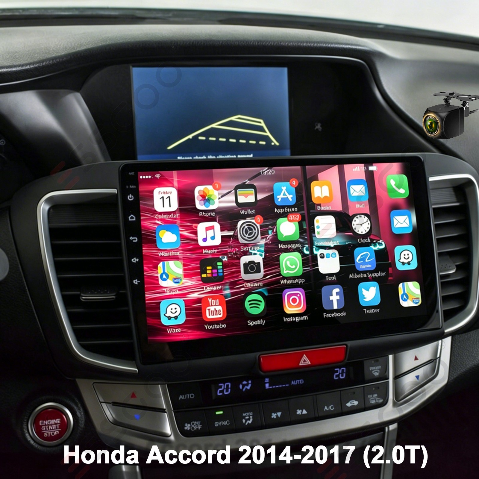 Upgrade Scree For 2013-17 2.0T Honda Accord Android Car Stereo CarPlay DSP +AHD