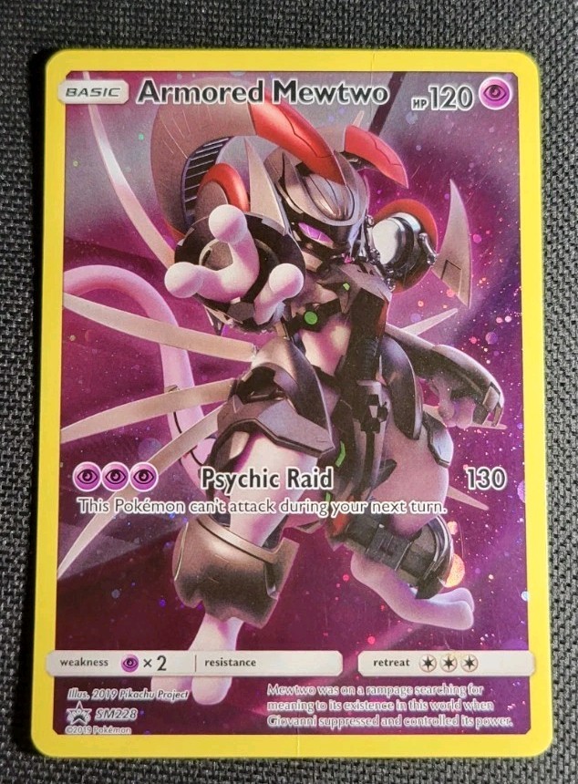 Pokemon Armored Mewtwo SM228 Promo HP/Damaged Pokemon Armored Mewtwo SM228 Promo HP/Damaged