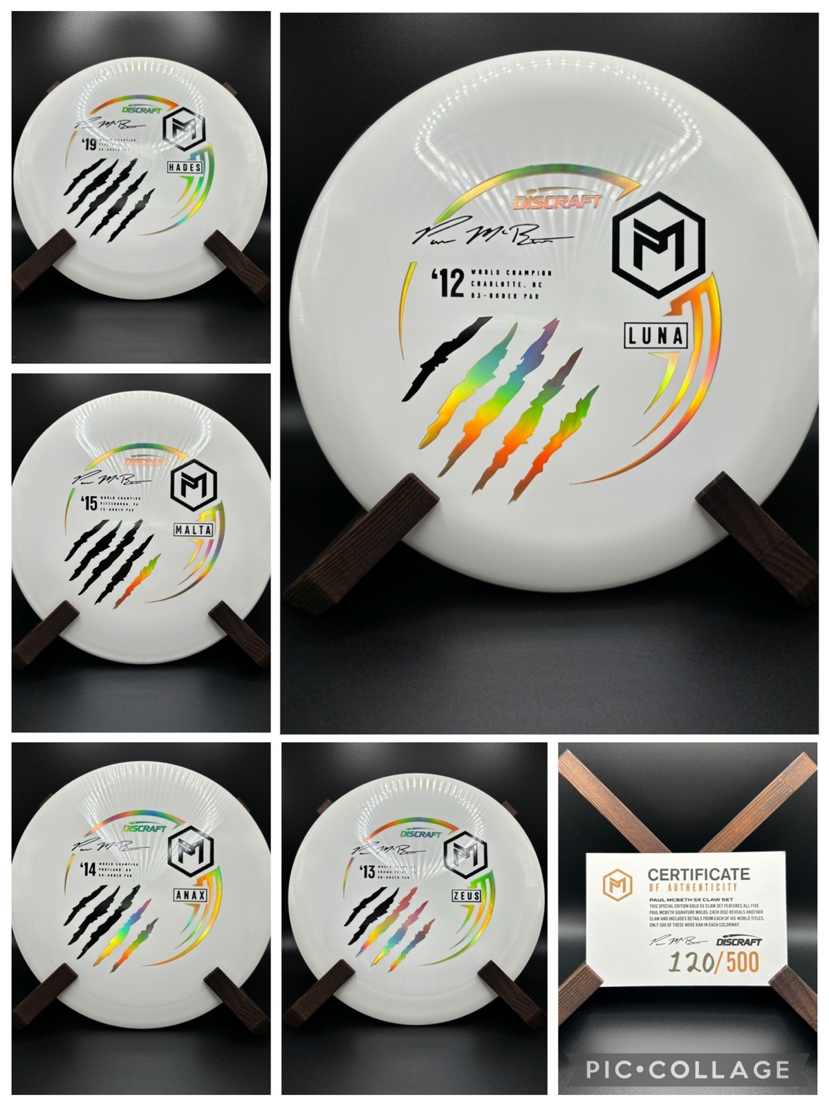 Discraft Paul McBeth 5x Claw Gold Stamp Ltd Ed Set Only 500 Made COA Inc 120/500
