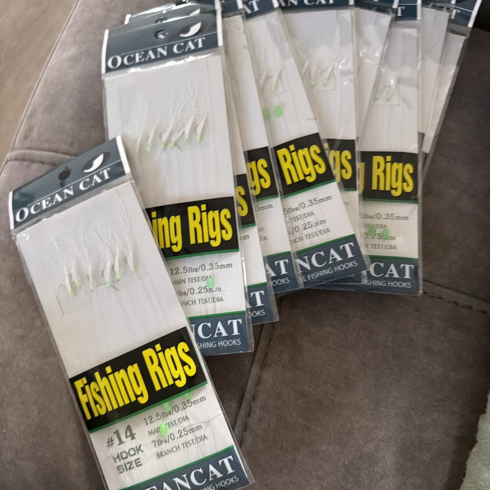 10 Packs :OCEAN CAT Fishing Rigs White Feather 6 Pieces Fishing Rigs #14 Hook Sz 10 Packs :OCEAN CAT Fishing Rigs White Feather 6 Pieces Fishing Rigs #14 Hook Sz