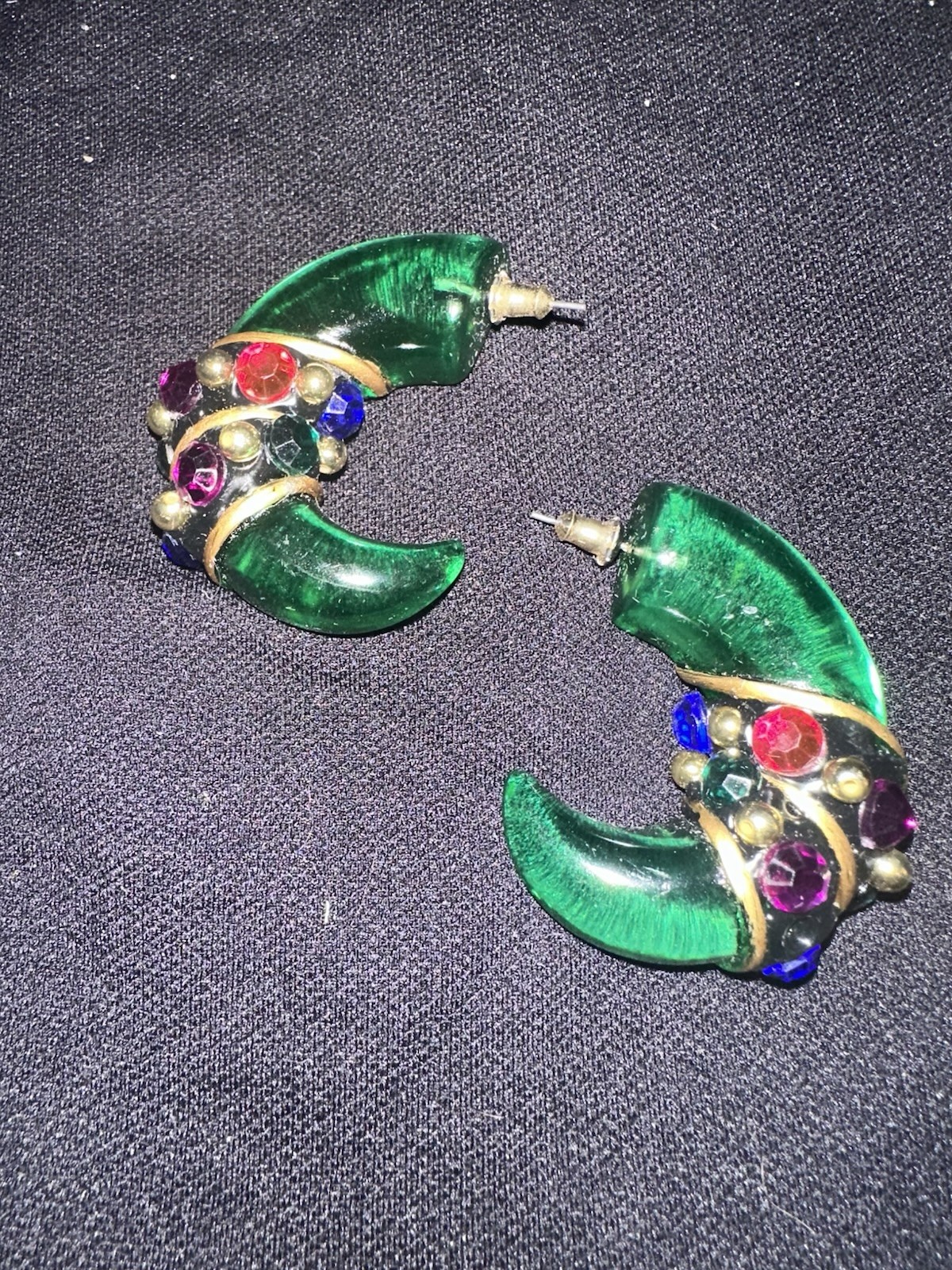 Super Awesome Retro 1980S Lucite Rhinestone Earrings